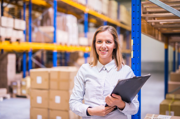 health-and-safety-course-portrait-of-a-woman-warehouse-worker-or-supervisor-110847802